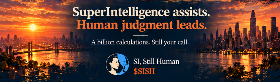 SuperIntelligence assists. Human judgment leads. A billion calculations. Still your call. SI, Still Human. $SISH.