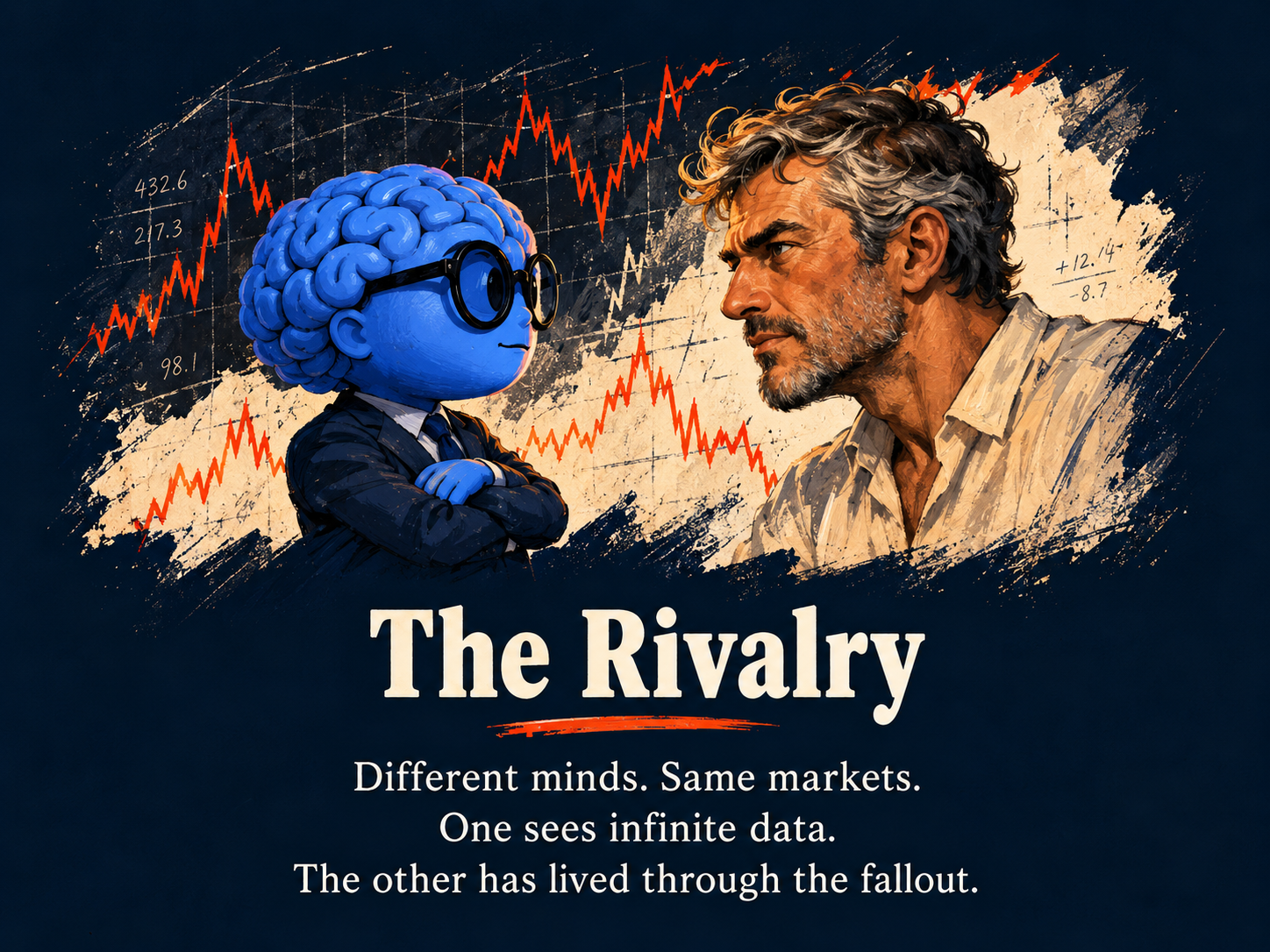 The Rivalry. Different minds. Same markets. One sees infinite data. The other has lived through the fallout.